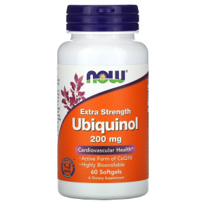 NOW, Ubiquinol 200 мг, 60 капс (60 порций)
