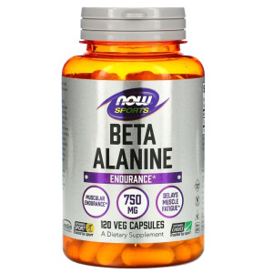NOW, Beta-Alanine 750 мг, 120 капс (40 порций)