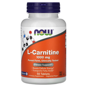 NOW, L-Carnitine Tartrate 1000 мг, 50 табл (50 порций)
