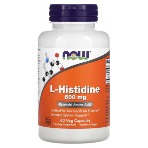 NOW, L-Histidine 600 мг, 60 капс (60 порций)
