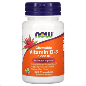 NOW, Vitamin D3 5000 МЕ, 120 паст (120 порций)