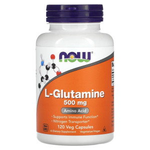 NOW, L-Glutamine 500 мг, 120 капс (120 порций)