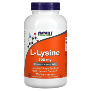 NOW, L-Lysine 500 мг, 250 капс (250 порций)