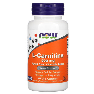 NOW, L-Carnitine 500 мг, 60 капс (60 порций)