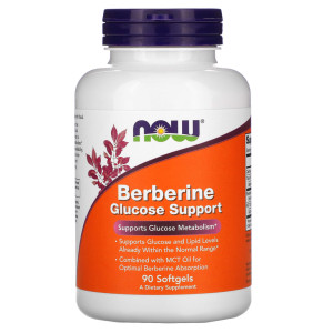 NOW, Berberine Glucose Support, 90 софтгель (90 порций)