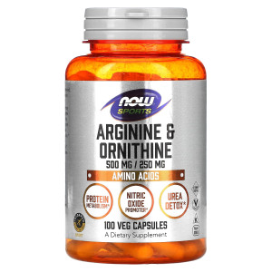 NOW, Arginine & Ornithine, 100 капс (50 порций)