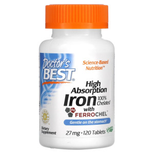 Doctor's Best, Iron 27 ΠΌΠ³, 120 ΡΠ°Π±Π» (120 ΠΏΠΎΡΡΠΈΠΉ)