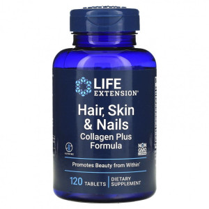 Life Extension, Hair, Skin & Nails Collagen Plus Formula, 120 табл (30 порций)
